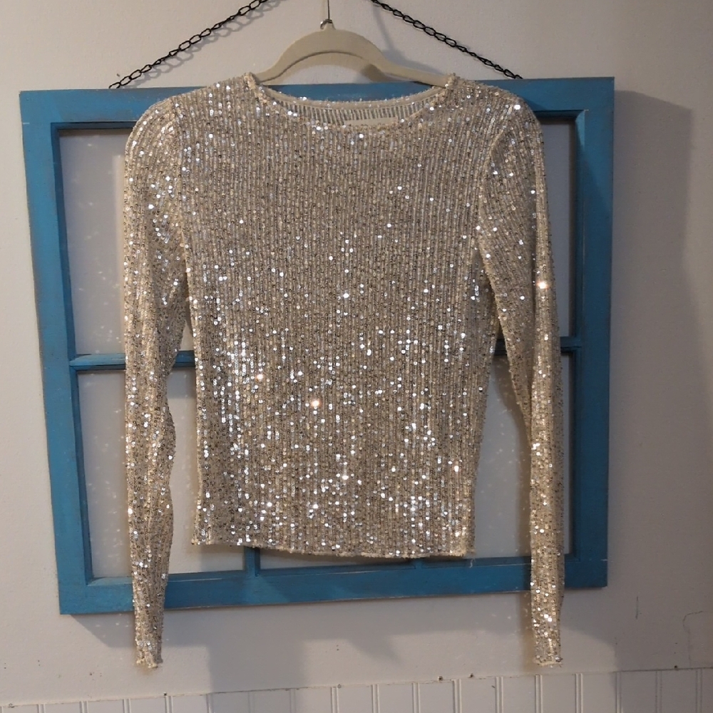 Lucky Brand Shimmering Sequin Blouse